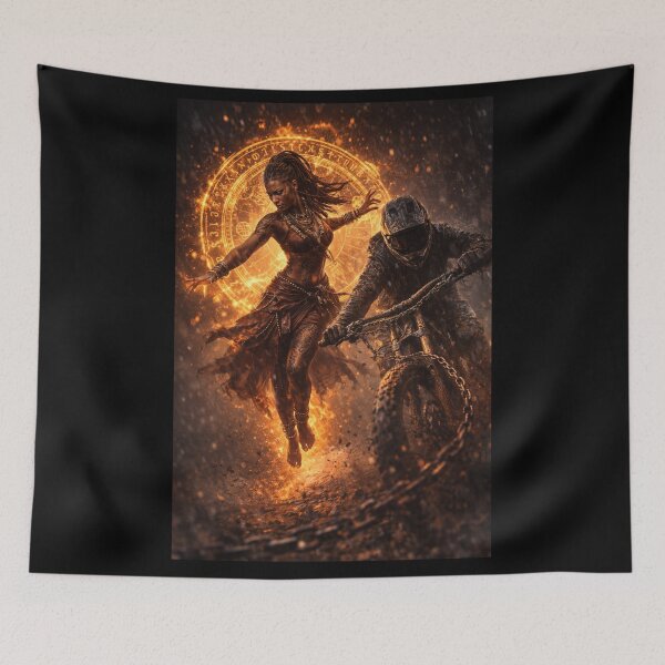 Item preview, MTB Fire Spirit – Muddy Downhill Warrior Mountain Bike Art designed and sold by Fextreme.