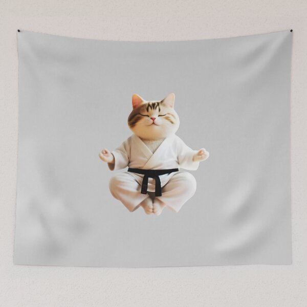 Item preview, Karate Cat in Deep Meditation - Funny Zen Master designed and sold by Dakson Design - Fantasy Art.