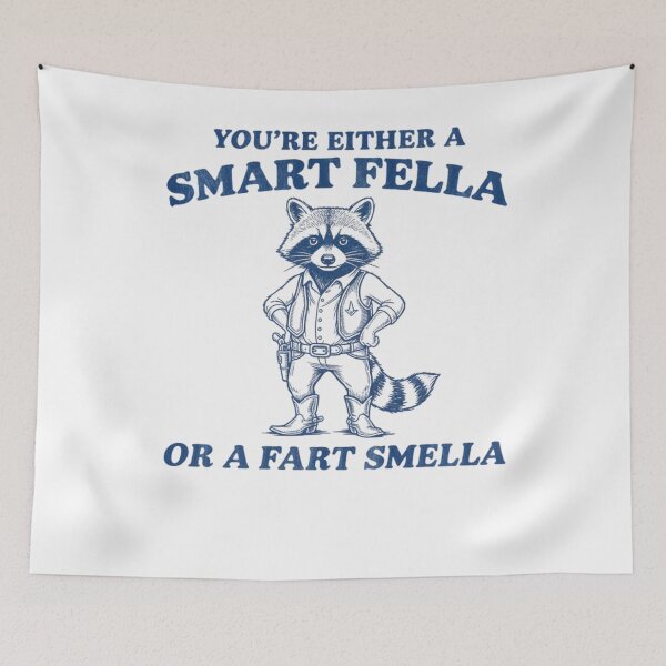 Item preview, Are You A Smart Fella Or Fart Smella Vintage Style Shirt, Vintage T-Shirt, Retro Funny Raccon Shirt, Raccon Meme designed and sold by THREE LITTLE BEANS.