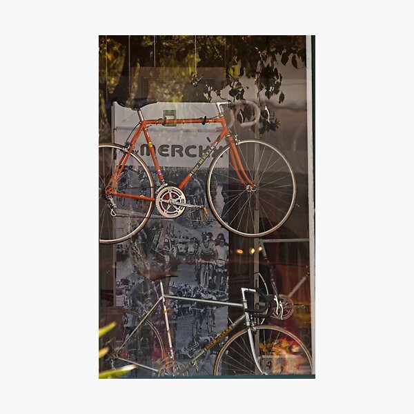 "Bicycle Shop Window Eddie Merckx Bikes" Photographic Print for Sale