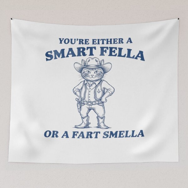 Item preview, Are You A Smart Fella Or Fart Smella Vintage Style Shirt, Vintage T-Shirt, Retro Funny Cat Shirt, Cat Meme  designed and sold by THREE LITTLE BEANS.