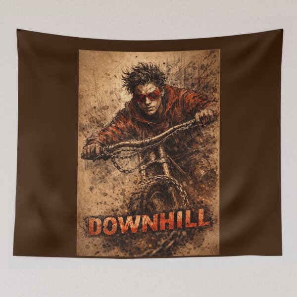 Item preview, DOWNHILL – Grunge Muddy Mountain Biker Sketch Art designed and sold by Fextreme.
