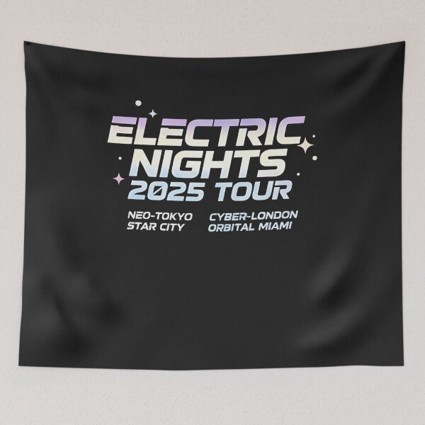 Item preview, Electric Nights 2025 Tour Aesthetic Cyberpunk Synthwave T-Shirt designed and sold by ZyxDes.
