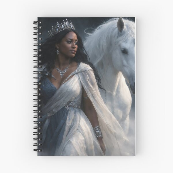 Item preview, Moonlit Unicorn Queen – Ethereal Fantasy Wall Art with Dark Queen and White Unicorn designed and sold by Spiritveil.