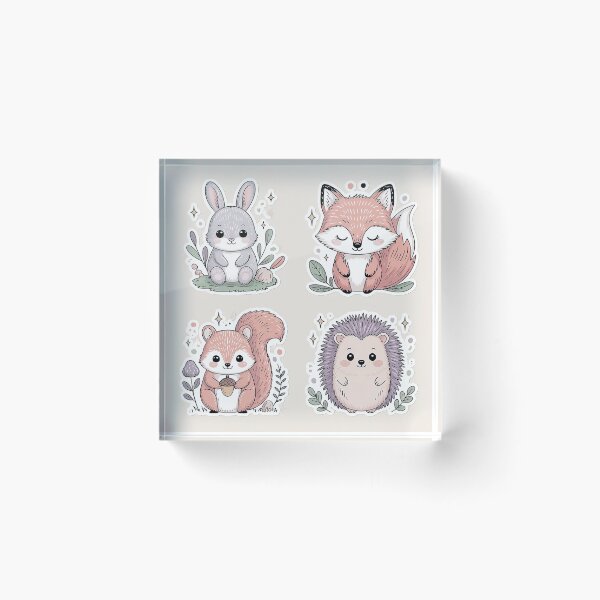 Item preview, “Aesthetic Woodland Animal Doodles – Cute Bunny, Fox, Squirrel & Hedgehog Sticker Set” designed and sold by SejalJawahar.