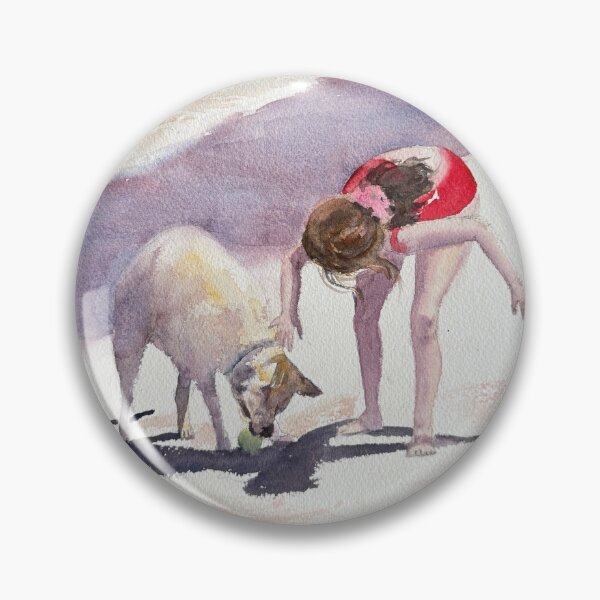 Item preview, Girl and Happy dog on the beach designed and sold by ShellyDu.