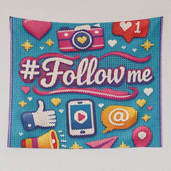 Item preview, #follow me, cool social media knitting pattern designed and sold by Mauswohn.