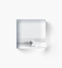 Surfer on Wave in Open Ocean Acrylic Block