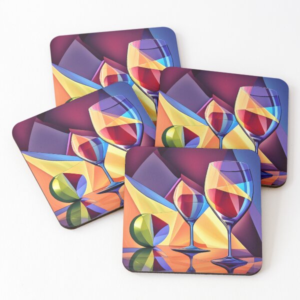 Item preview, Colorful Wine Moments – Abstract still life with wine glasses in vibrant colors designed and sold by The-Art-End.
