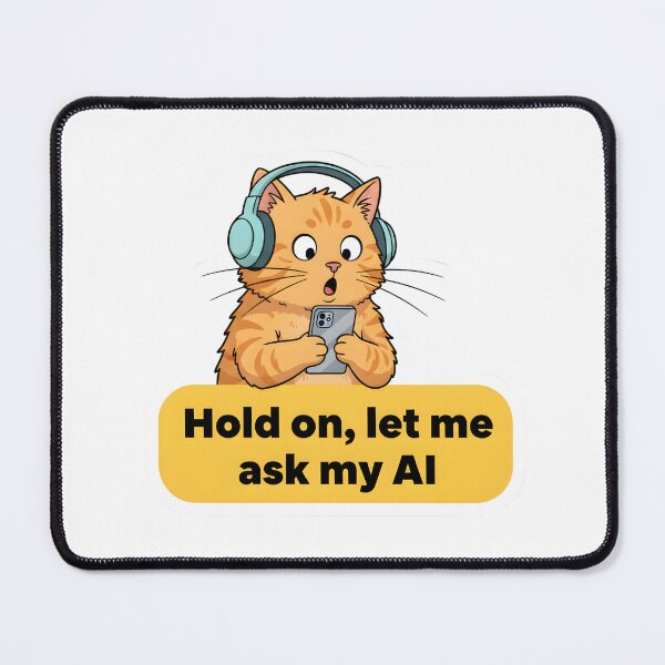 Item preview, Funny AI Cat Meme – “Hold On, Let Me Ask My AI” | Tech Humor Cat Illustration | Laptop, Phone, Planner Decal designed and sold by JaiSoftStudio.