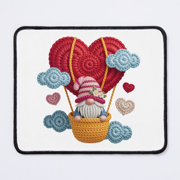Item preview, Crochet Gnome Heart Hot Air Balloon Valentine designed and sold by LunaPixelStudio.
