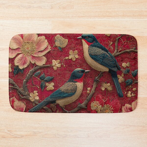 Item preview, Chinese Royal Silk Floral 2 Birds Red Carpet designed and sold by GrinGalore.