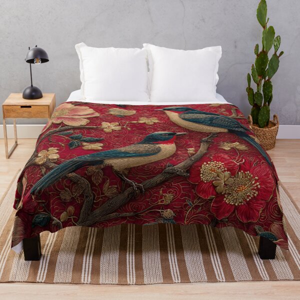 Item preview, Chinese Royal Silk Floral 2 Birds Red Carpet designed and sold by GrinGalore.