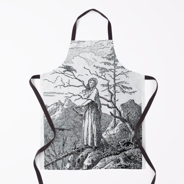 Item preview, Woman with Raven at the Abyss – Caspar David Friedrich | German Romantic Symbolism Painting designed and sold by Art Outlaws.