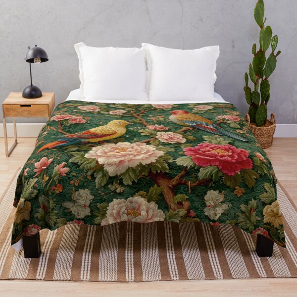 Item preview, Chinese Royal Silk Floral 2 Birds Green Carpet designed and sold by GrinGalore.