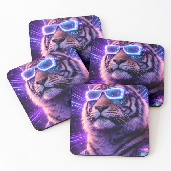 Item preview, Cyberpunk Tiger – Neon Future Tech Animal Portrait designed and sold by the-dovlat.