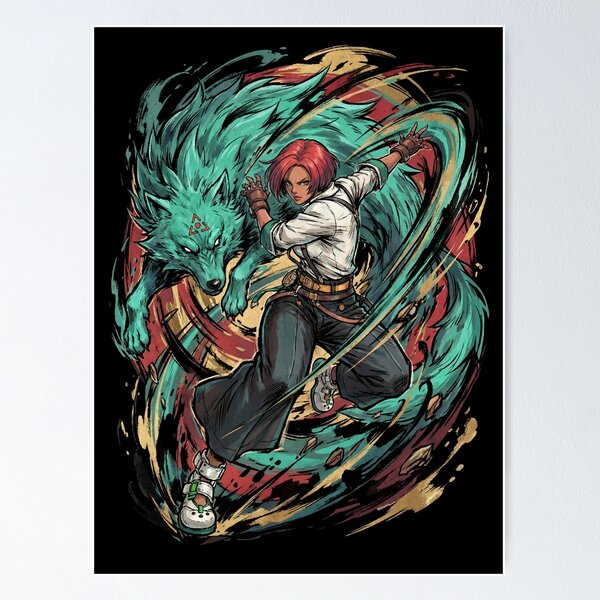 Item preview, Giovanna Guilty Gear Strive Rei Wolf Companion Brazilian Fighter Flash Kick Mixup Fan Art Portrait Poster T-Shirt Sticker Print Gift designed and sold by Senpaiwaves.