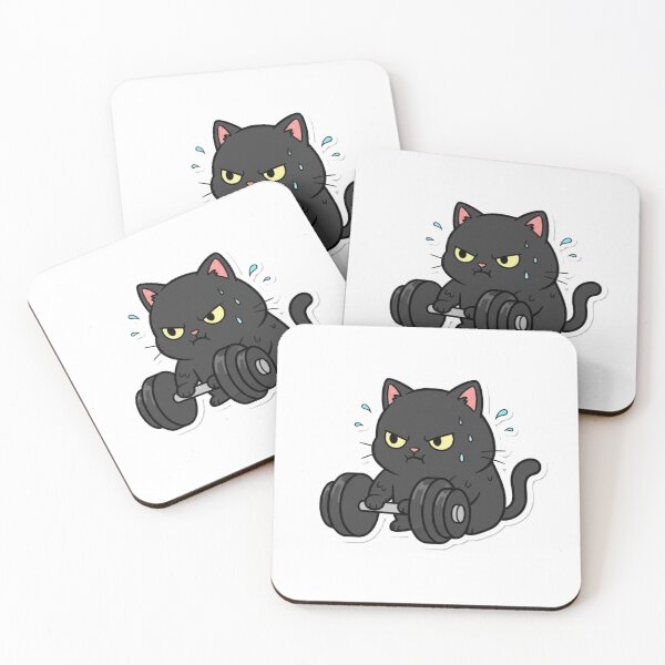 Item preview, Grumpy Gym Black Cat - Funny Weightlifting Fitness Sticker designed and sold by RelateAndTee.