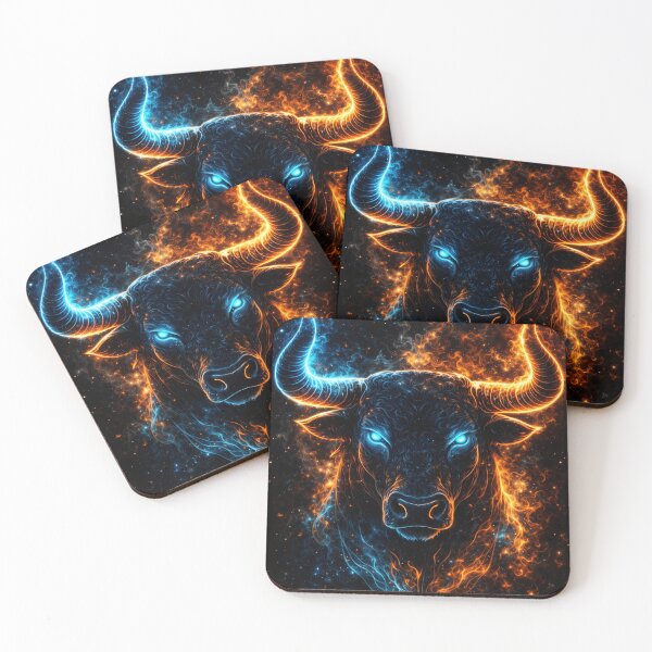 Item preview, Cosmic Bull – Fire and Ice Neon Energy Taurus Beast designed and sold by the-dovlat.