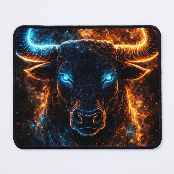 Item preview, Cosmic Bull – Fire and Ice Neon Energy Taurus Beast designed and sold by the-dovlat.
