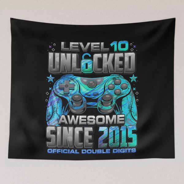 Item preview, Level 10 Unlocked Awesome Since 2015 10th Birthday Gaming Gamer Birthday 2025 designed and sold by JohnBrightIdeas.