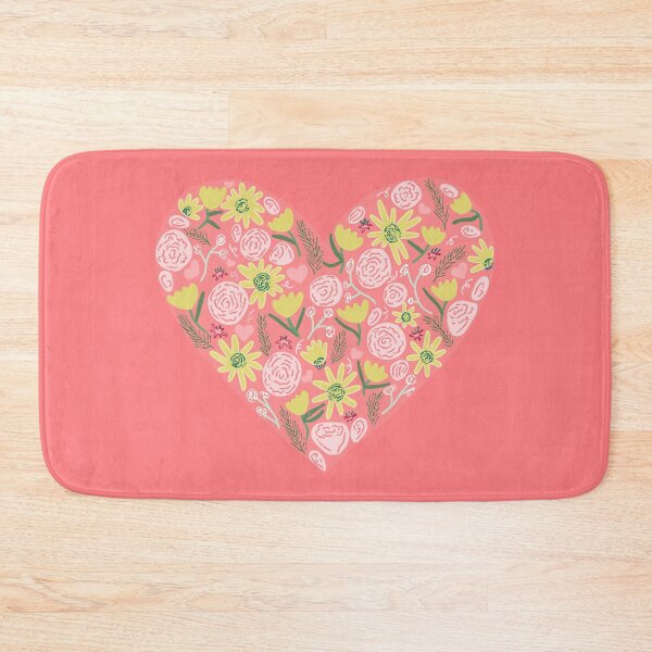 Item preview, Floral heart - pink roses yellow daffodils and tulips cotton designed and sold by Ingrid Poole.