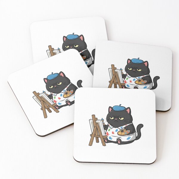 Item preview, Grumpy Artist Black Cat - Funny Painter & Art Lover Sticker designed and sold by RelateAndTee.