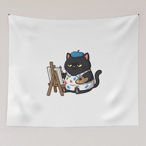Item preview, Grumpy Artist Black Cat - Funny Painter & Art Lover Sticker designed and sold by RelateAndTee.