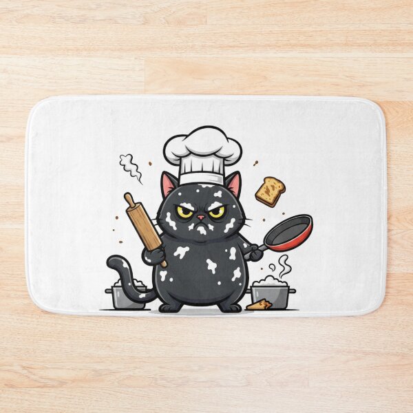 Item preview, Angry Chef Black Cat - Funny Cooking & Baking Sticker designed and sold by RelateAndTee.