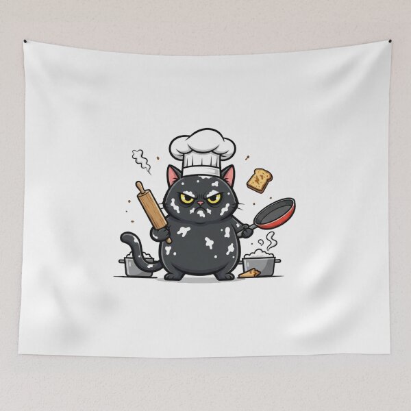 Item preview, Angry Chef Black Cat - Funny Cooking & Baking Sticker designed and sold by RelateAndTee.