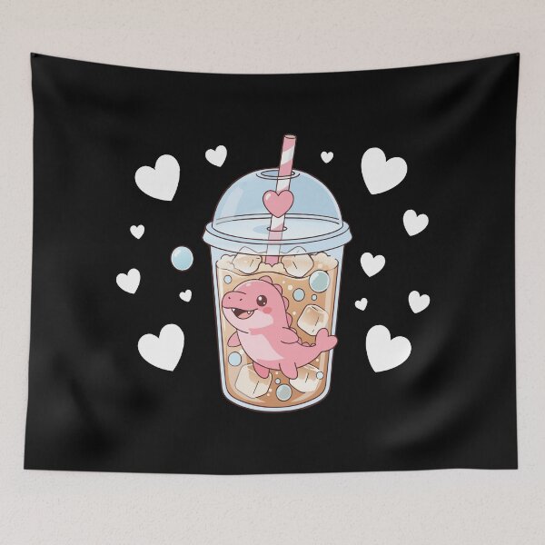 Item preview, Cute Pink Dolphin Bubble Tea Illustration designed and sold by graphicnew.