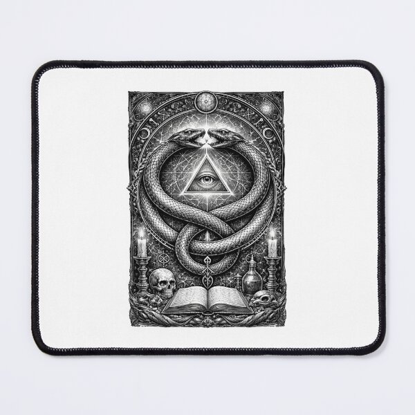 Item preview, Ouroboros Serpents & Sacred Eye – Black and White Occult designed and sold by Fleetwood1994.
