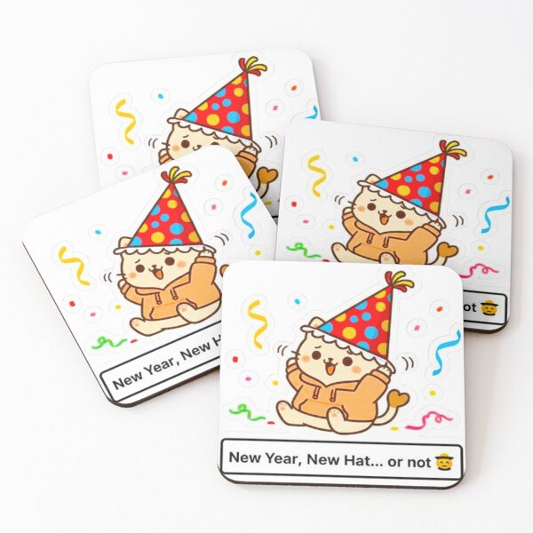 Item preview, Cute Kawaii Cat in Party Hat - New Year New Hat Celebration Sticker designed and sold by MT-Hub | Cute Aesthetic Art, Stickers & Phone Cases.