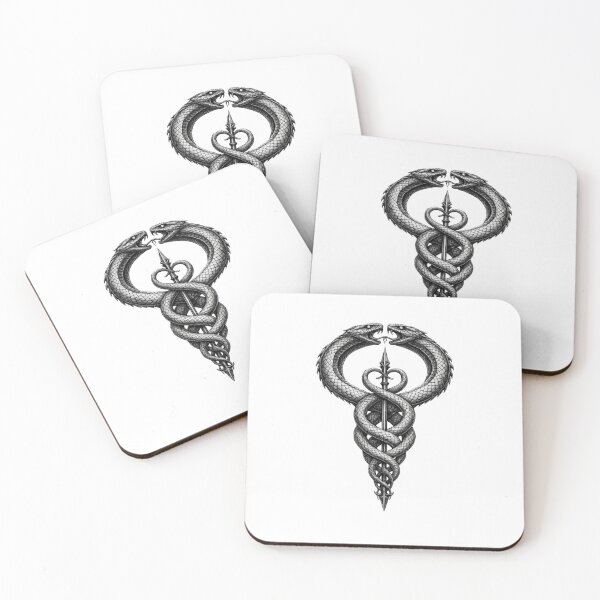 Item preview, Twin Serpents Staff – Dark Esoteric Symbol Tattoo Style designed and sold by Fleetwood1994.