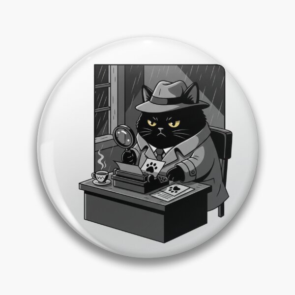 Item preview, Detective Black Cat - Funny Mystery Investigator Sticker designed and sold by RelateAndTee.