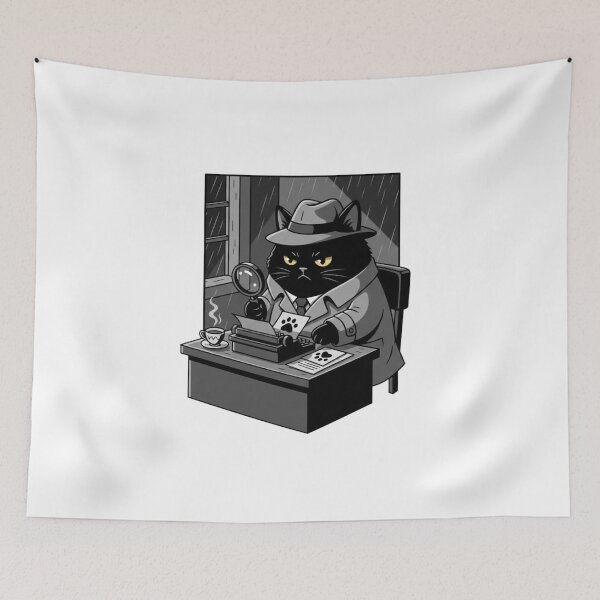 Item preview, Detective Black Cat - Funny Mystery Investigator Sticker designed and sold by RelateAndTee.