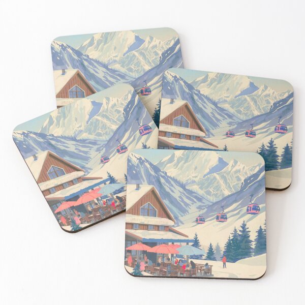 Item preview, Retro Ski Resort in the Alpes with Ski Lift designed and sold by taika tori.