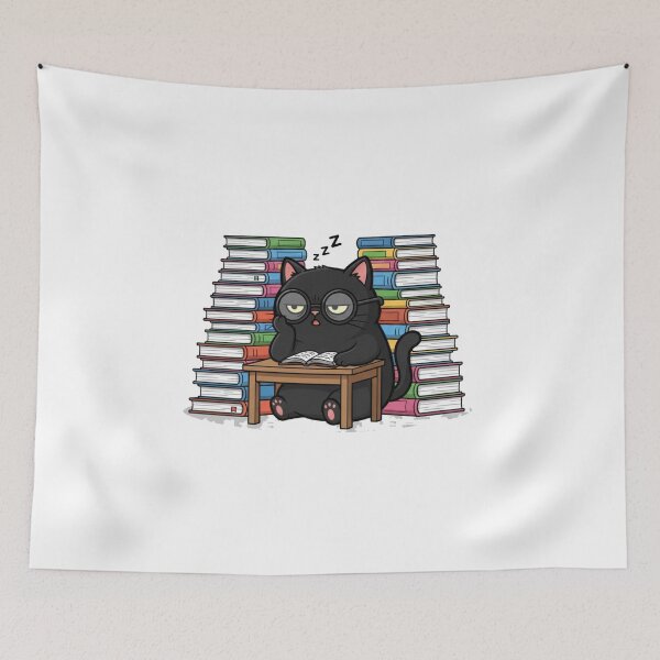 Item preview, Exhausted Student Black Cat - Funny Study & Nerd Sticker designed and sold by RelateAndTee.
