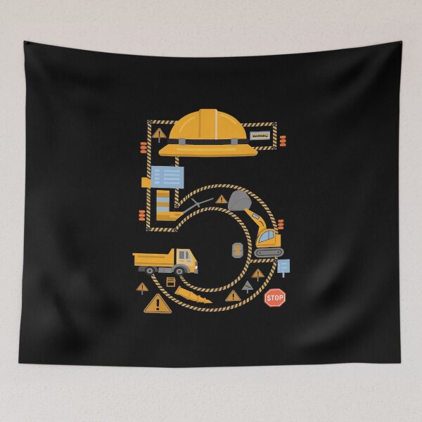 Item preview, Kids Five 5th Birthday Cool Construction 5yr Boy 5 Years Old Boys  designed and sold by FadeOfThrone.