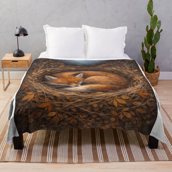 Item preview, Moonlit Fox Nest – Cozy Autumn Night Painting designed and sold by BadaBingBear.