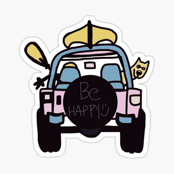 be happy jeep pink Sticker