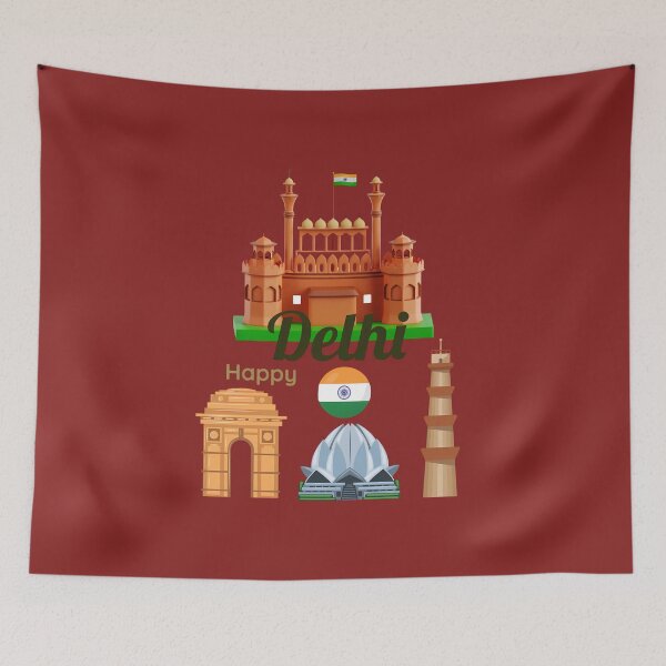 Item preview, Vibrant Delhi City Heritage Landmarks Collage designed and sold by PhantomArtStore.