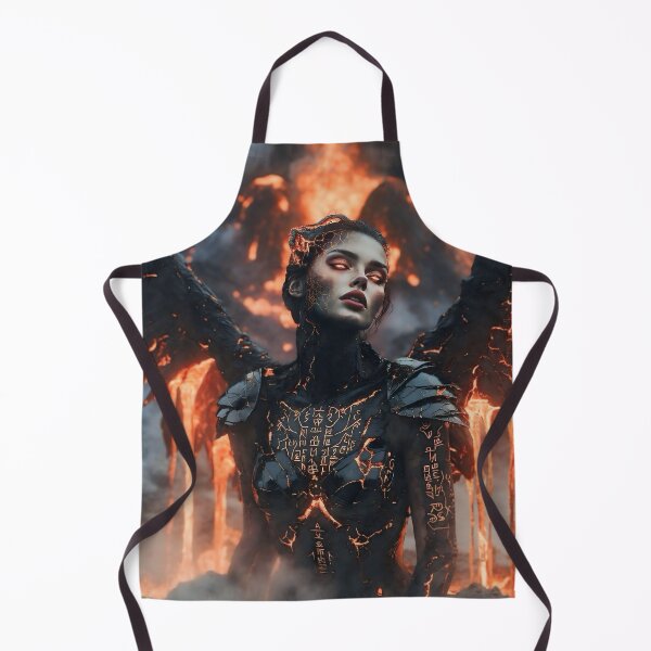 Item preview, Volcanic Fallen Angel – Dark Fire Elemental Queen Rising from Lava | Epic Fantasy AI Art designed and sold by SunsetAngelsAI.