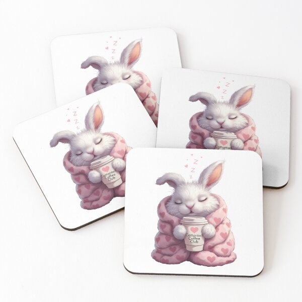 Item preview, Sleepy rabbit with coffee in its heart blanket designed and sold by worldshopcolor.