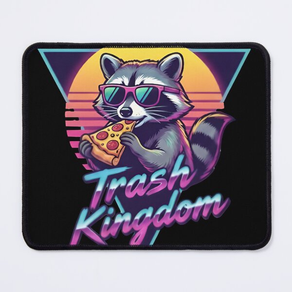 Item preview, Trash Kingdom - Retro 80s Raccoon Eating Pizza Synthwave Aesthetic designed and sold by PixelPulseDesign.
