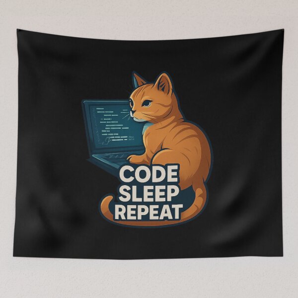 Item preview, Code Sleep Repeat Cat - Tech Programmer Design designed and sold by MKreative Studio.
