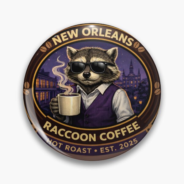 Item preview, New Orleans Raccoon Coffee Badge designed and sold by TytherleyTees.