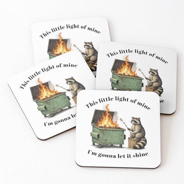 Item preview, Dumpster Fire Raccoon Roasting Marshmallow Illustration designed and sold by tarzbol.