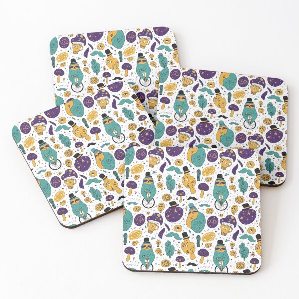 Item preview, Whimsical Sloth and Magic Mushroom Pattern - Quirky Surreal Doodle Art designed and sold by MT-Hub | Art for Every Soul.