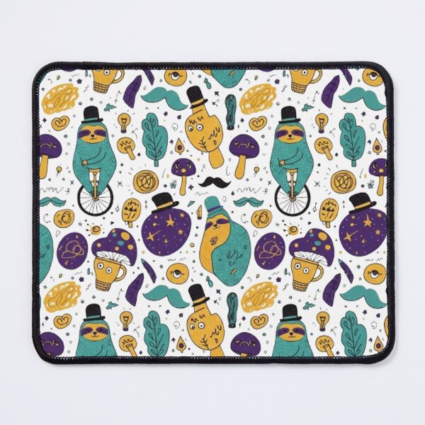 Item preview, Whimsical Sloth and Magic Mushroom Pattern - Quirky Surreal Doodle Art designed and sold by MT-Hub | Cute Aesthetic Art, Stickers & Phone Cases.